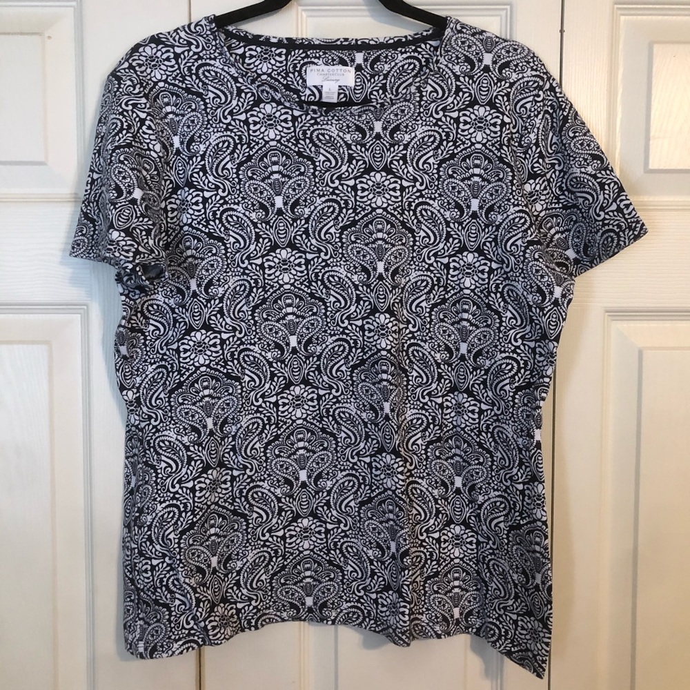 CHARTER CLUB Luxury Pima Cotton Large Blue White